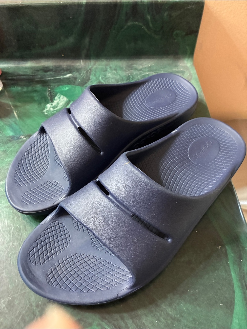 OOFOS Navy Blue Women's Slide Sandals